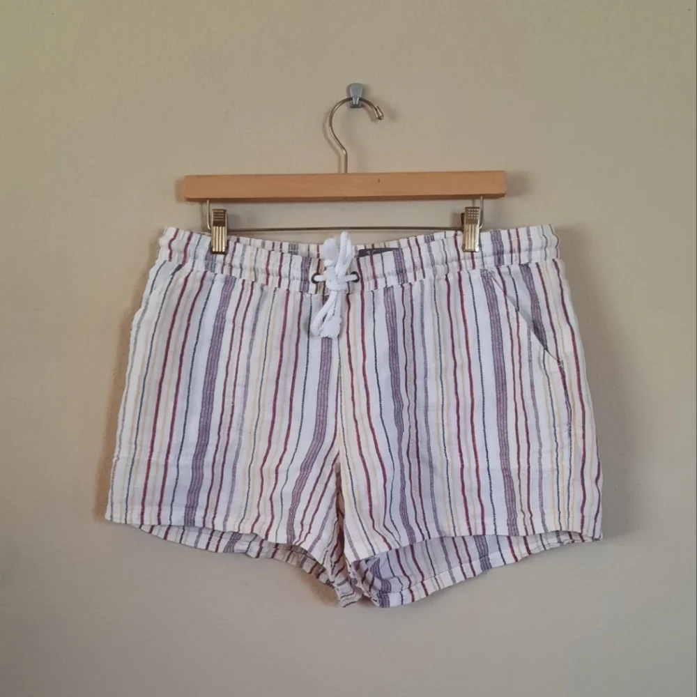 Natural Reflections Linen Blend Drawstring Shorts Striped